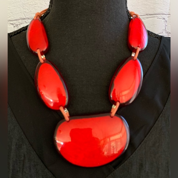 Macy's Bold Red Statement Necklace - Picture 7 of 7